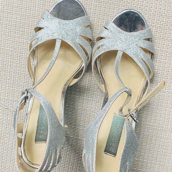 Betsey Johnson spike Silver sparkled heels size 10 - Picture 11 of 12